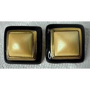 Ginnie Johansen GJD Gold Etruscan Enamel Clip-on Earrings